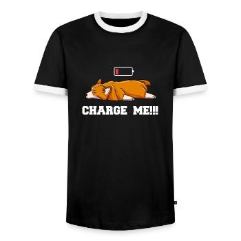 Chargez-moi Cute Dog Corgi Design - T-shirt contrasté Homme - noir/blanc - Devant - AI Model Female 172 light (172cm) & AI Model Male 178 light (178cm)