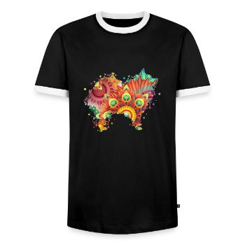 German Spitz Deutscher Spitz Hund Design Hunde - Männer Kontrast-T-Shirt - Schwarz/Weiß - Vorne - AI Model Female 172 light (172cm) & AI Model Male 178 light (178cm)
