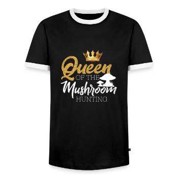 Mushroom pickers and mushroom friends - Men's Ringer Shirt - black/white - Front - AI Model Female 172 light (172cm) & AI Model Male 178 light (178cm)