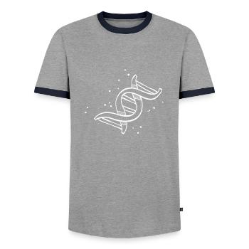 DNA - Men's Ringer Shirt - grey/navy  - Front - AI Model Female 172 light (172cm) & AI Model Male 178 light (178cm)