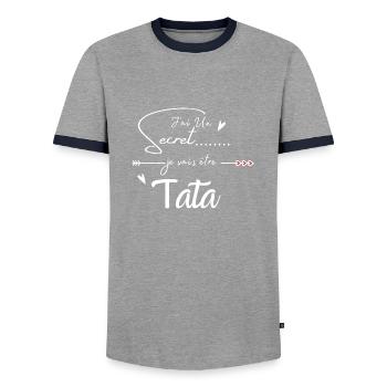 Je vais être tata - T-shirt contrasté Homme - gris/marine  - Devant - AI Model Female 172 light (172cm) & AI Model Male 178 light (178cm)