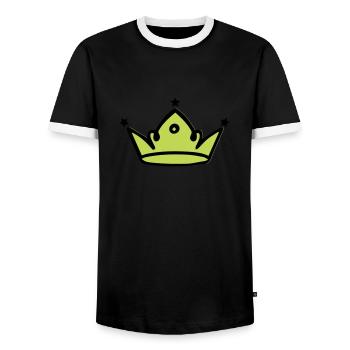 krone 01 - Männer Kontrast-T-Shirt - Schwarz/Weiß - Vorne - AI Model Female 172 light (172cm) & AI Model Male 178 light (178cm)