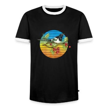 Bunter Vogel - Männer Kontrast-T-Shirt - Schwarz/Weiß - Vorne - AI Model Female 172 light (172cm) & AI Model Male 178 light (178cm)