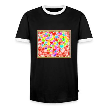 Bunte Herzen - Männer Kontrast-T-Shirt - Schwarz/Weiß - Vorne - AI Model Female 172 light (172cm) & AI Model Male 178 light (178cm)