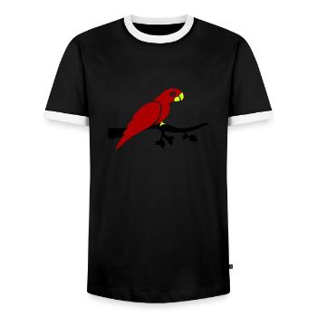Parrot Branch - Men's Ringer Shirt - black/white - Front - AI Model Female 172 light (172cm) & AI Model Male 178 light (178cm)