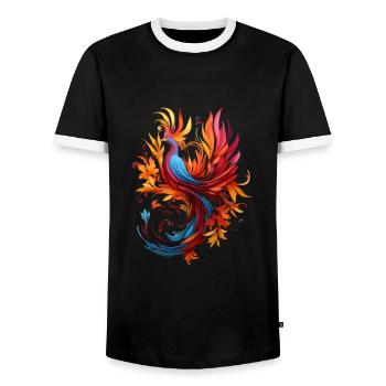 Oiseau abstrait - T-shirt contrasté Homme - noir/blanc - Devant - AI Model Female 172 light (172cm) & AI Model Male 178 light (178cm)