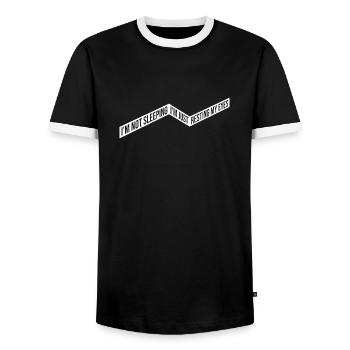 I'm Not Sleeping I'm Just Resting My Eyes Saying - Men's Ringer Shirt - black/white - Front - AI Model Female 172 light (172cm) & AI Model Male 178 light (178cm)