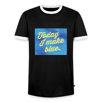 Today I make blue - Männer Kontrast-T-Shirt - Schwarz/Weiß - Vorne - AI Model Female 172 light (172cm) & AI Model Male 178 light (178cm)