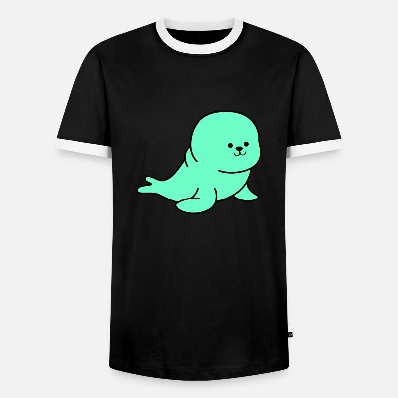 robbe - Männer Kontrast-T-Shirt - Schwarz/Weiß