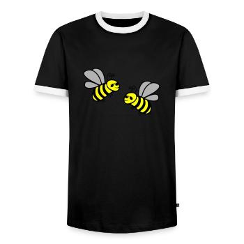 Bee Cool 2 - Men's Ringer Shirt - black/white - Front - AI Model Female 172 light (172cm) & AI Model Male 178 light (178cm)