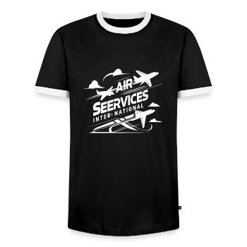 Air services international - Men's Ringer Shirt - black/white - Front - AI Model Female 172 light (172cm) & AI Model Male 178 light (178cm)