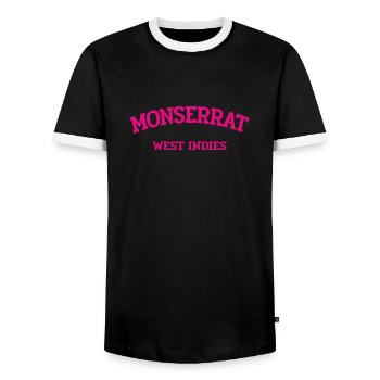 Monserrat - Plymouth - Caribbean - West Indies - Men's Ringer Shirt - black/white - Front - AI Model Female 172 light (172cm) & AI Model Male 178 light (178cm)