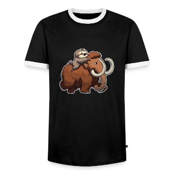 Mammouth laineux Mammouths Mammouth cadeau mammouth paresseux - T-shirt contrasté Homme - noir/blanc - Devant - AI Model Female 172 light (172cm) & AI Model Male 178 light (178cm)