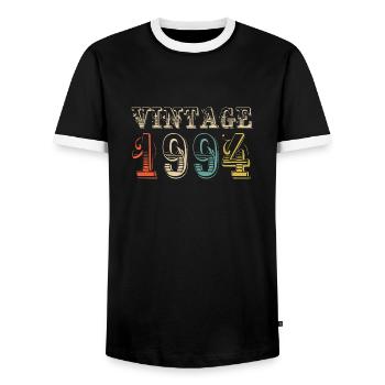 Vintage 1994- 30 th birthday - 30 ans - T-shirt contrasté Homme - noir/blanc - Devant - AI Model Female 172 light (172cm) & AI Model Male 178 light (178cm)