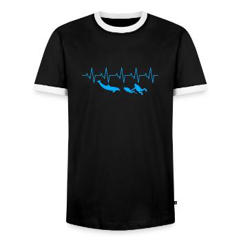 Taucher Delphin Herzschlag Puls - Männer Kontrast-T-Shirt - Schwarz/Weiß - Vorne - AI Model Female 172 light (172cm) & AI Model Male 178 light (178cm)