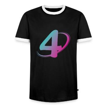 Numéro 4 multicolore - T-shirt contrasté Homme - noir/blanc - Devant - AI Model Female 172 light (172cm) & AI Model Male 178 light (178cm)
