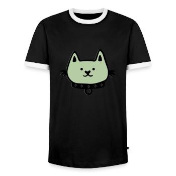 Bande dessinée Chat - T-shirt contrasté Homme - noir/blanc - Devant - AI Model Female 172 light (172cm) & AI Model Male 178 light (178cm)