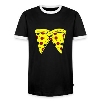 Pizza 2 - T-shirt contrasté Homme - noir/blanc - Devant - AI Model Female 172 light (172cm) & AI Model Male 178 light (178cm)
