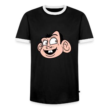 Affe Gesicht Süßer Niedlicher Kopf Lacht Glücklich - Männer Kontrast-T-Shirt - Schwarz/Weiß - Vorne - AI Model Female 172 light (172cm) & AI Model Male 178 light (178cm)