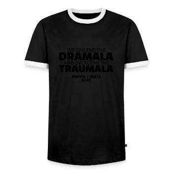 Ensemble, nous pouvons mettre fin au drame et au traumatisme - T-shirt contrasté Homme - noir/blanc - Devant - AI Model Female 172 light (172cm) & AI Model Male 178 light (178cm)