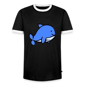 Baby Whale Comic - Men's Ringer Shirt - black/white - Front - AI Model Female 172 light (172cm) & AI Model Male 178 light (178cm)