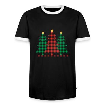 Christmas Tree Christmas Tree Christmas - Men's Ringer Shirt - black/white - Front - AI Model Female 172 light (172cm) & AI Model Male 178 light (178cm)