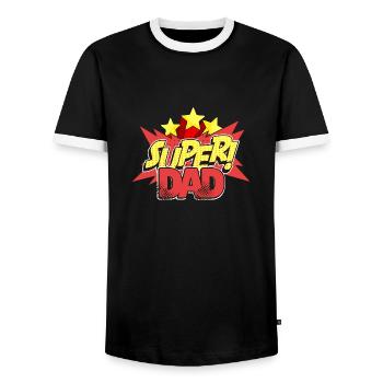Super Dad Popart Best Dad Best Dad - Men's Ringer Shirt - black/white - Front - AI Model Female 172 light (172cm) & AI Model Male 178 light (178cm)