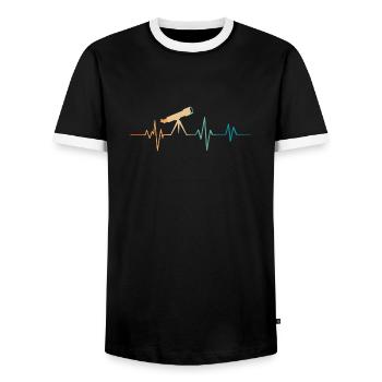 Battement de coeur rétro télescope - T-shirt contrasté Homme - noir/blanc - Devant - AI Model Female 172 light (172cm) & AI Model Male 178 light (178cm)