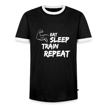 eat sleep train repeat - Männer Kontrast-T-Shirt - Schwarz/Weiß - Vorne - AI Model Female 172 light (172cm) & AI Model Male 178 light (178cm)