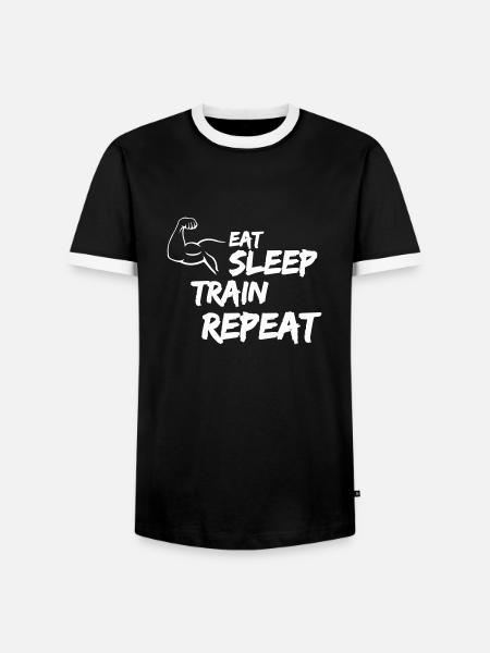 Eat Sleep Train Repeat - Men's Ringer Shirt - black/white
