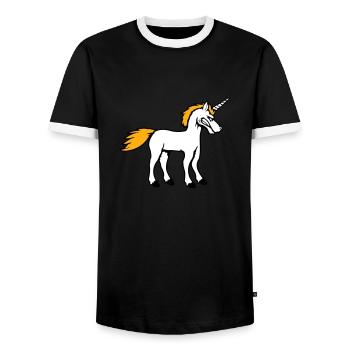 Unicorn Evil Angry Attack Teeth Grinding Sour - Men's Ringer Shirt - black/white - Front - AI Model Female 172 light (172cm) & AI Model Male 178 light (178cm)