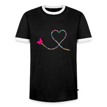 coeurs herzchen I coeur vous aime Je te aime U19 - T-shirt contrasté Homme - noir/blanc - Devant - AI Model Female 172 light (172cm) & AI Model Male 178 light (178cm)