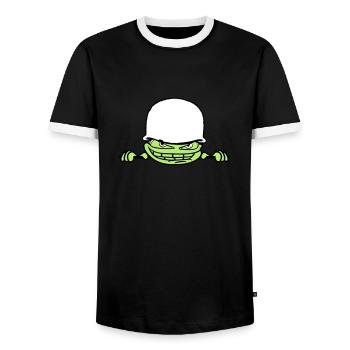 wall wall face head soldier camouflage war ar - Men's Ringer Shirt - black/white - Front - AI Model Female 172 light (172cm) & AI Model Male 178 light (178cm)