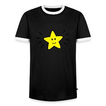 star - Men's Ringer Shirt - black/white - Front - AI Model Female 172 light (172cm) & AI Model Male 178 light (178cm)