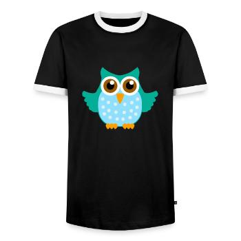 Eule - Männer Kontrast-T-Shirt - Schwarz/Weiß - Vorne - AI Model Female 172 light (172cm) & AI Model Male 178 light (178cm)