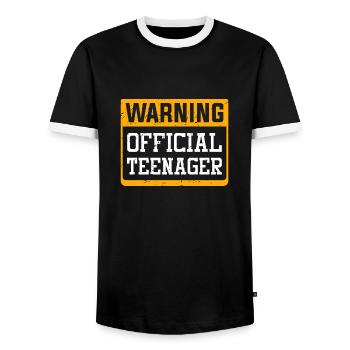 Avertissement officiel adolescent - T-shirt contrasté Homme - noir/blanc - Devant - AI Model Female 172 light (172cm) & AI Model Male 178 light (178cm)