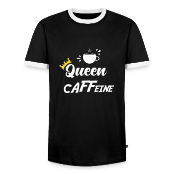 QUEEN CAFFEINE - Men's Ringer Shirt - black/white - Front - AI Model Female 172 light (172cm) & AI Model Male 178 light (178cm)