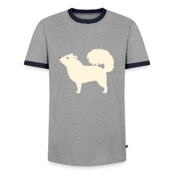 Samoyed - Men's Ringer Shirt - grey/navy  - Front - AI Model Female 172 light (172cm) & AI Model Male 178 light (178cm)