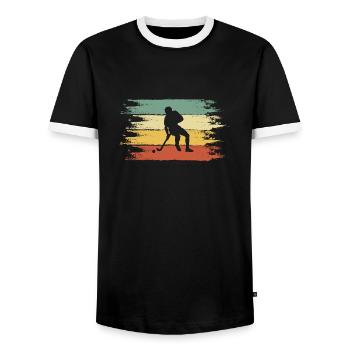 Field hockey - Men's Ringer Shirt - black/white - Front - AI Model Female 172 light (172cm) & AI Model Male 178 light (178cm)
