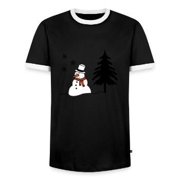 snowman - Men's Ringer Shirt - black/white - Front - AI Model Female 172 light (172cm) & AI Model Male 178 light (178cm)