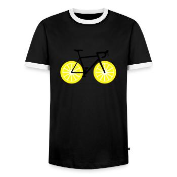 Lemon bike - Men's Ringer Shirt - black/white - Front - AI Model Female 172 light (172cm) & AI Model Male 178 light (178cm)