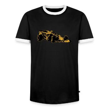 Race car - Men's Ringer Shirt - black/white - Front - AI Model Female 172 light (172cm) & AI Model Male 178 light (178cm)