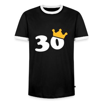 30 Krone 30. Geburtstag 30 Jahre - Männer Kontrast-T-Shirt - Schwarz/Weiß - Vorne - AI Model Female 172 light (172cm) & AI Model Male 178 light (178cm)