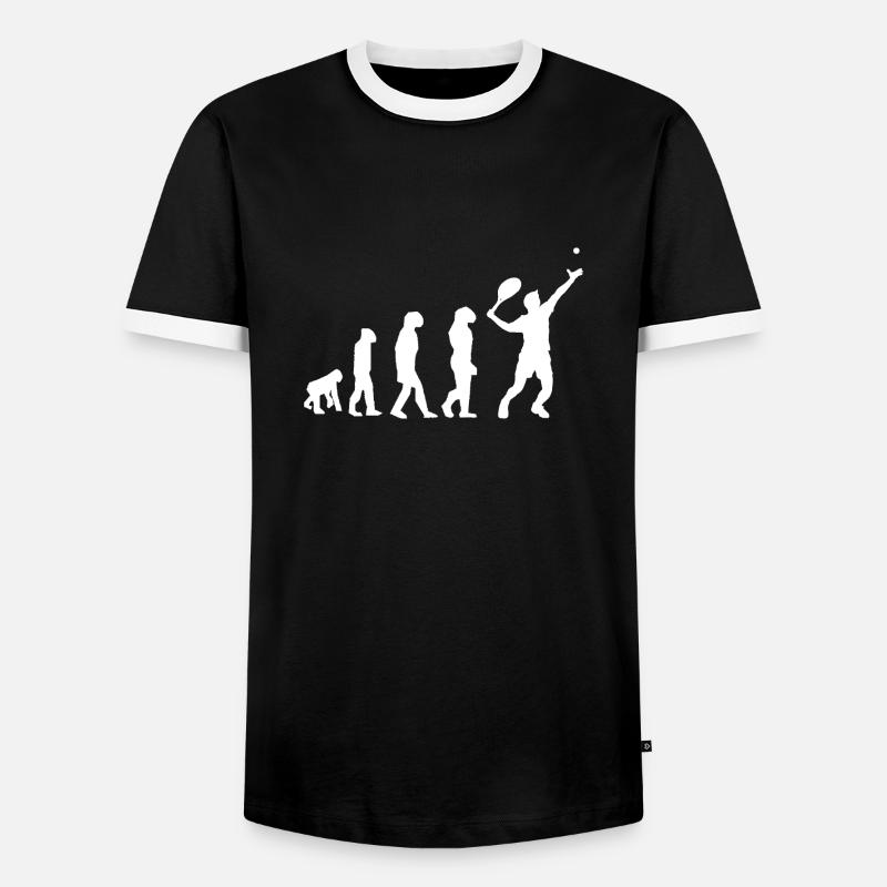 Tennis Evolution - Männer Kontrast-T-Shirt - Schwarz/Weiß