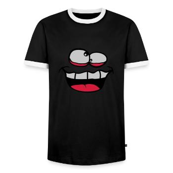 Visage fou qui plisse les yeux - T-shirt contrasté Homme - noir/blanc - Devant - AI Model Female 172 light (172cm) & AI Model Male 178 light (178cm)