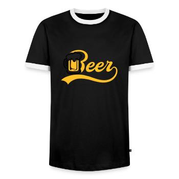 Bière Jug - T-shirt contrasté Homme - noir/blanc - Devant - AI Model Female 172 light (172cm) & AI Model Male 178 light (178cm)