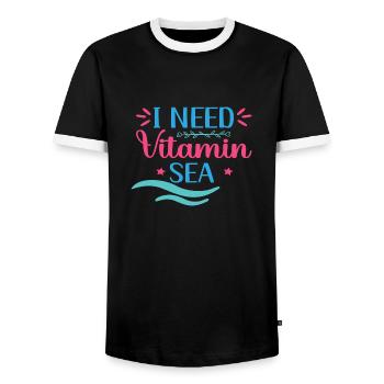I need Vitamin Sea - Männer Kontrast-T-Shirt - Schwarz/Weiß - Vorne - AI Model Female 172 light (172cm) & AI Model Male 178 light (178cm)
