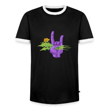 Off to the garden - Men's Ringer Shirt - black/white - Front - AI Model Female 172 light (172cm) & AI Model Male 178 light (178cm)