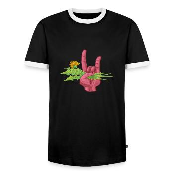 Unkraut für alle - Männer Kontrast-T-Shirt - Schwarz/Weiß - Vorne - AI Model Female 172 light (172cm) & AI Model Male 178 light (178cm)