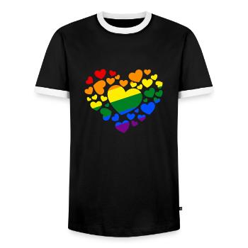 I Love LGBT - Men's Ringer Shirt - black/white - Front - AI Model Female 172 light (172cm) & AI Model Male 178 light (178cm)